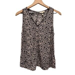 REBECCA TAYLOR Blouse Black Floral Print Sleeveless Flowy Romantic size 0 EUC
